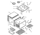 Caloric ESF33002L/P1130969NL main top and oven assembly diagram