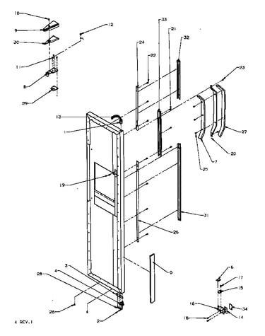Freezer door hinge & trim parts (spd22nl/p1181306wl) (spd22nw/p1181306ww)