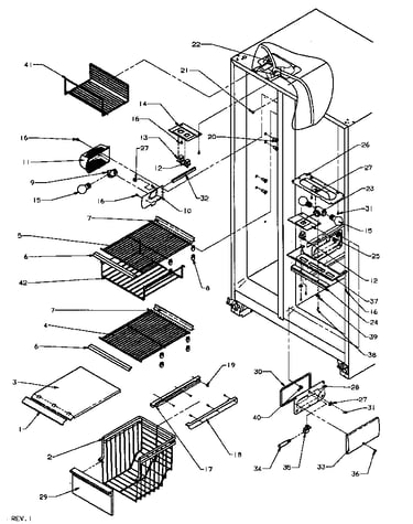 Freezer shelving & refrigerator light (spd22nl/p1181306wl) (spd22nw/p1181306ww)