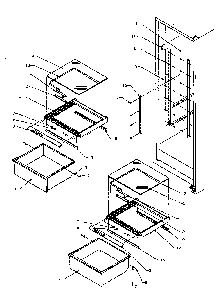 Refrigerator shelving & drawers (spd22nl/p1181306wl) (spd22nw/p1181306ww)