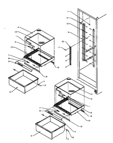 Refrigerator shelving & drawers (spd22nl/p1181306wl) (spd22nw/p1181306ww)