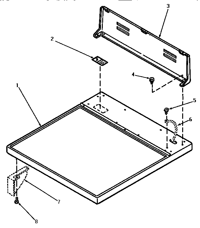 Cabinet top and control hood rear panel