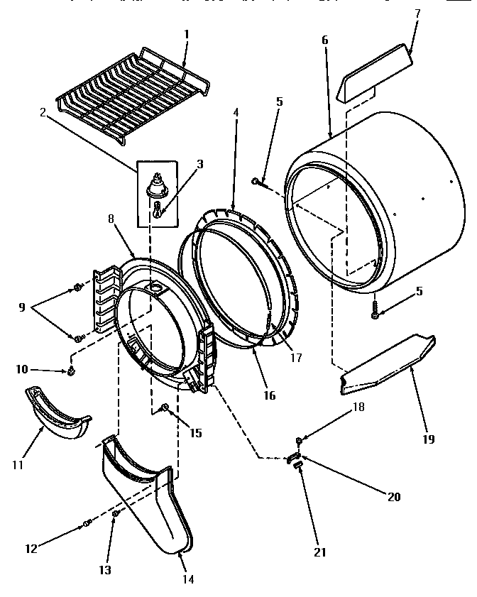 FRONT BULKHEAD, AIR DUCT, FELT SEAL AND CYLINDER