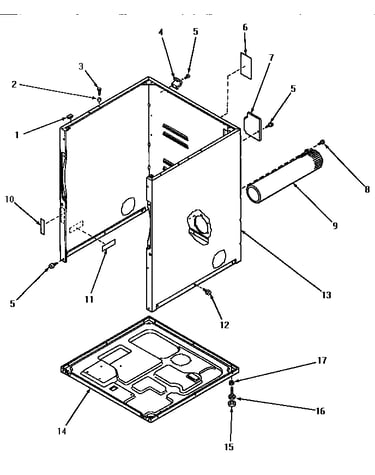 Cabinet, exhaust duct and base