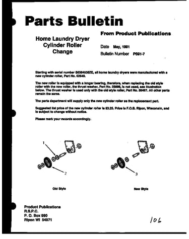 Parts bulletin