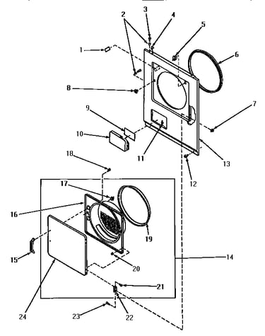 Loading door, front panel and seals
