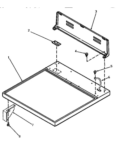 Cabinet top and control hood rear panel
