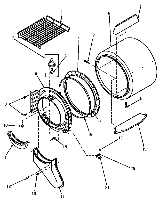 FRONT BULKHEAD, AIR DUCT, FELT SEAL AND CYLINDER