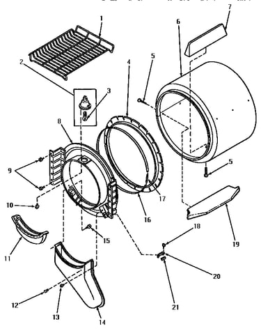 Front bulkhead, air duct, felt seal and cylinder