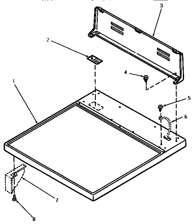 Cabinet top and control hood rear panel
