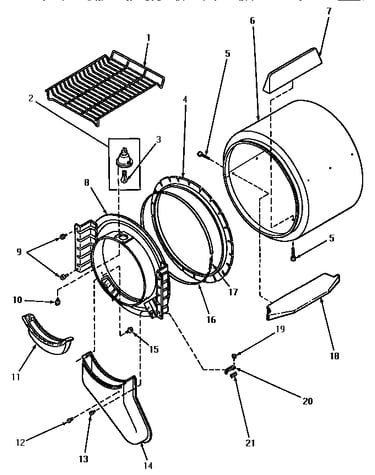 Front bulkhead, air duct, felt seal and cylinder