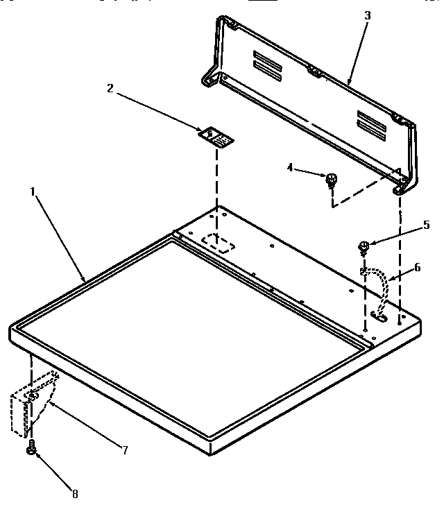Cabinet top and control hood rear panel