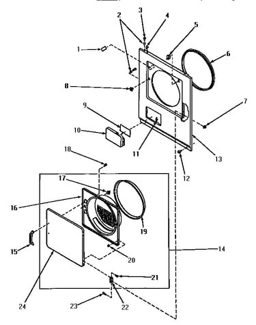 Loading door, front panel and seals