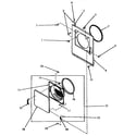 Speed Queen AE4413 loading door, front panel and seals diagram