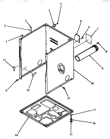 Cabinet, exhaust duct and base