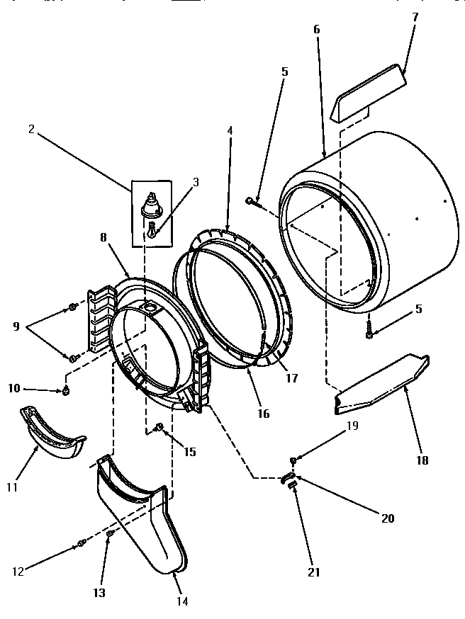 FRONT BULKHEAD, AIR DUCT, FELT SEAL AND CYLINDER