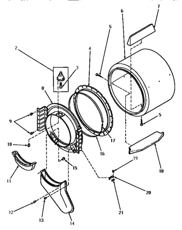 Front bulkhead, air duct, felt seal and cylinder