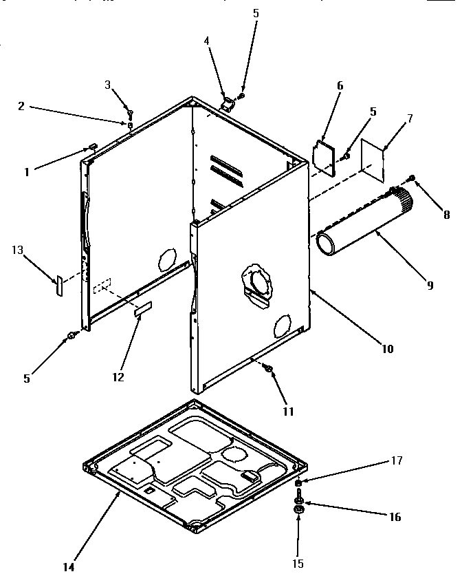 Cabinet, exhaust duct and base