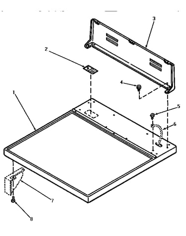 Cabinet top and control hood rear panel