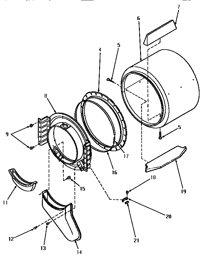Front bulkhead, air duct, felt seal and cylinder