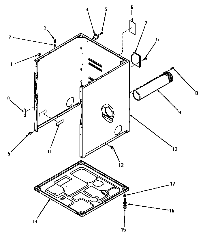 Cabinet, exhaust duct and base