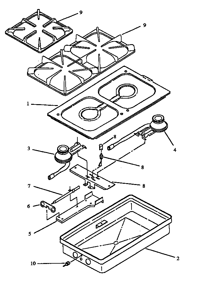 Top burner module assembly (xst111/p1133255n) (xst111ub/p1133256nb) (xst111ub1/p1133344nb) (xst111uw/p1133256nw) (xst111uw1/p1133353n) (xst111uww1/p1133344n) (xst311-u/p1133273n)