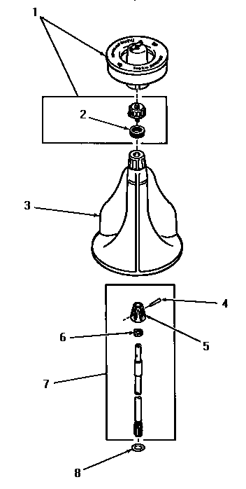 Agitator, shaft and fabric softener dispenser