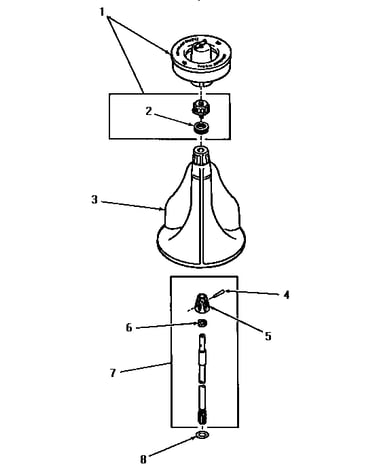Agitator, shaft and fabric softener dispenser