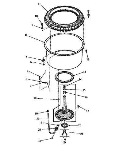 Agitator post and spin tub