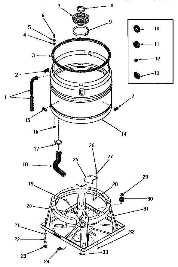 Boot, chassis and drain tub