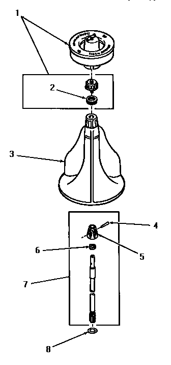 Agitator, shaft and fabric softener dispenser