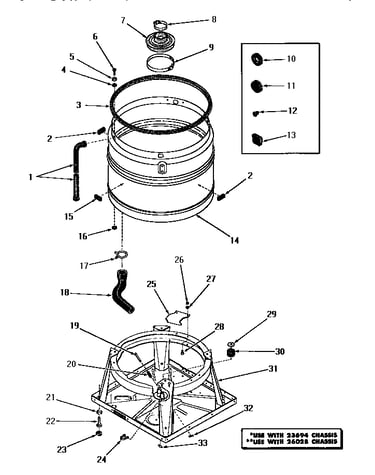Boot, chassis and drain tub
