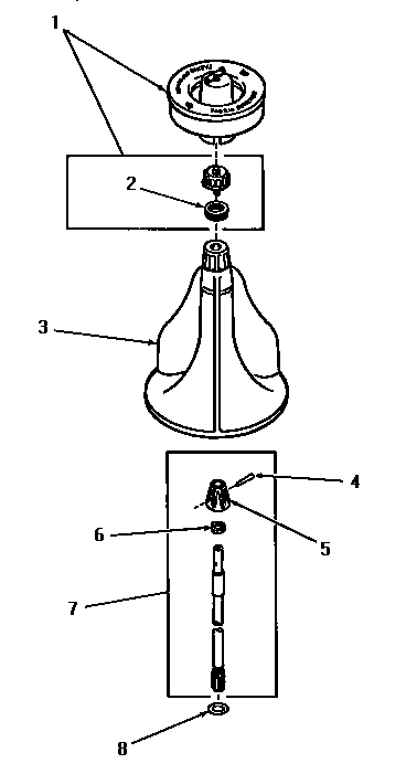 Agitator, shaft and fabric softener dispenser