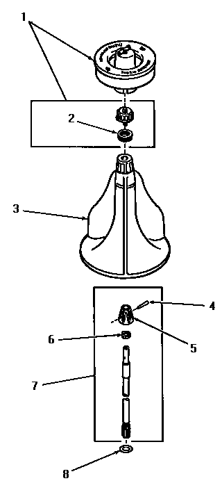 Agitator, shaft and fabric softener dispenser