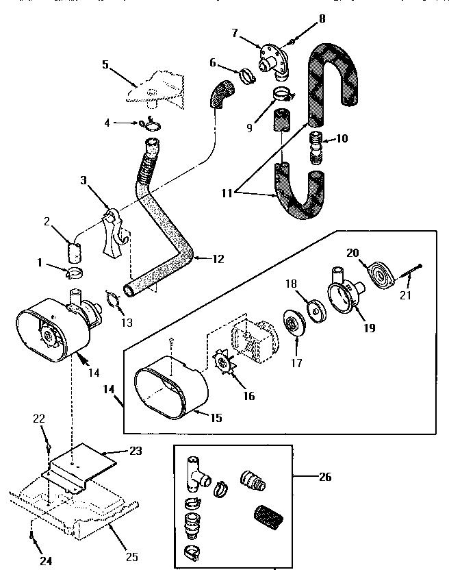 Pump assembly, bracket, hoses and siphon break kit
