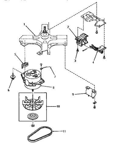 Motor, belt, solenoid and capacitor