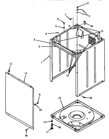 Front panel, cabinet and base
