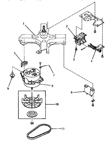 Motor, belt, solenoid and capacitor