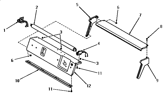 Panel support plate, control hood ends and fluorescent tube