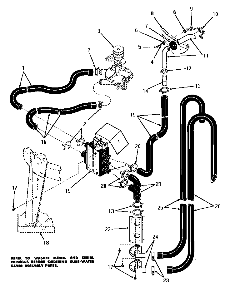 Suds-water saver assembly (through # 21e23497)