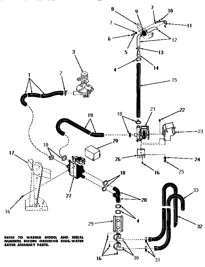 Suds-water saver assembly (starting # 239bb619)