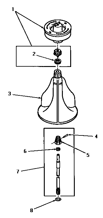Agitator, shaft and fabric softener dispenser