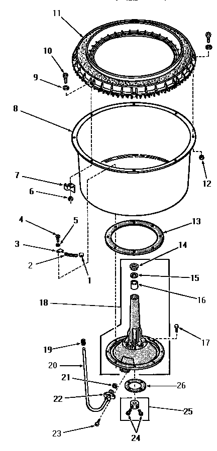 Agitator post and spin tub