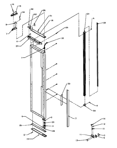 Freezer door hinge & trim parts