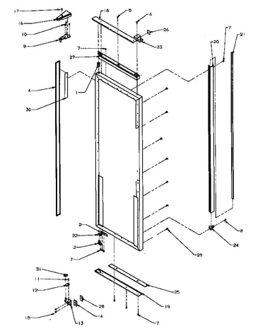 Refrigerator door hinge & trim parts