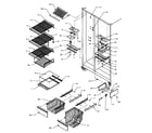 Amana SBI20QW-P1162905WW freezer shelving & refrigerator light (sbi20qe/p1162905we) (sbi20qw/p1162905ww) diagram