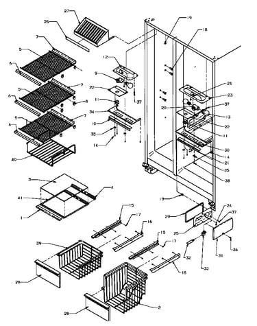 Freezer shelving & refrigerator light (sbi20qe/p1162905we) (sbi20qw/p1162905ww)