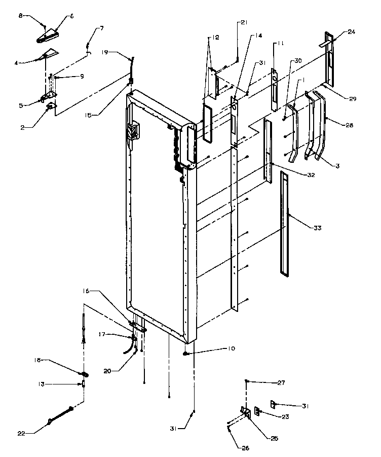 Refrigerator door hinge and trim parts