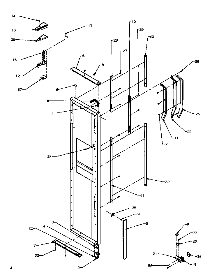 Freezer door hinge and trim parts