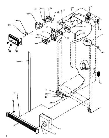 Refrigerator/freezer controls and cabinet parts